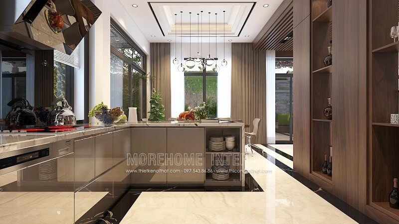 Thiết kế tủ bếp biệt thự cao cấp phong cách hiện đại Tủ bếp hiện đại đẹp