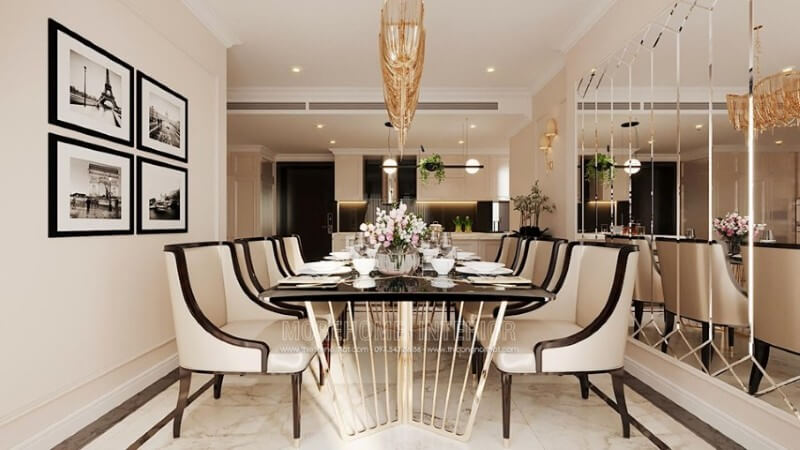 Nội thất phòng ăn chung cư phong cách tân cổ điển Thiết kế chung cư