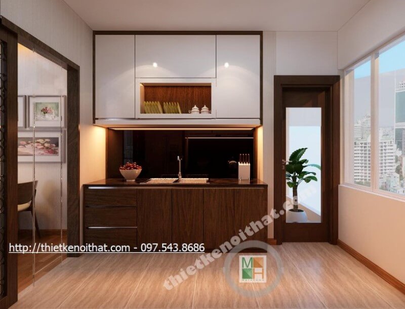 Thiết kế phòng bếp chung cư gọn gàng đơn giản mà vẫn đảm bảo được tính tiện nghi của nội thất Gợi ý thiết kế phòng bếp đẹp và sang trọng
