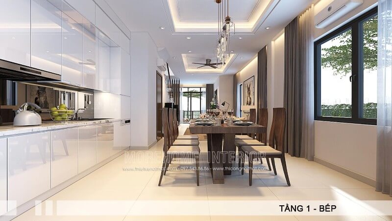 Mẫu tủ bếp gỗ An Cường màu trắng đẹp tạo nên một không gian rộng rãi kết hợp với đầy đủ những phụ kiện, thiết bị bếp tiện nghi mang đến cho gia đình sự thuận tiện cao nhất trong quá trình sử dụng. Thiết kế phòng bếp, tủ bếp đẹp