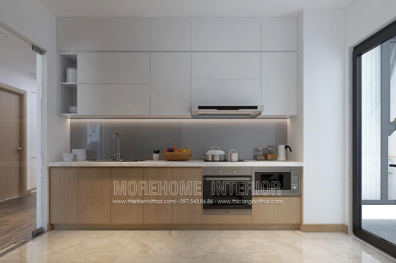 Trang trí nội thất phòng bếp chung cư với mẫu tủ bếp gỗ hiện đại Thiết kế tủ bếp đẹp