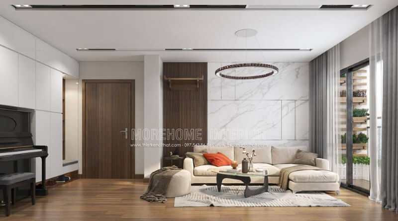 Thiết kế nội thất phòng khách chung cư hiện đại tinh tế Thiết kế phòng khách chung cư