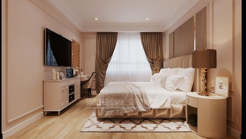 Thiết kế nội thất phòng ngủ chung cư cao cấp Mẫu nội thất chung cư tân cổ điển