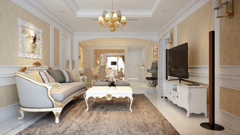 Mẫu thiết kế nội thất căn hộ Hoàng Anh Gia Lai cao cấp phong cách tân cổ điển Mẫu nội thất chung cư đẹp