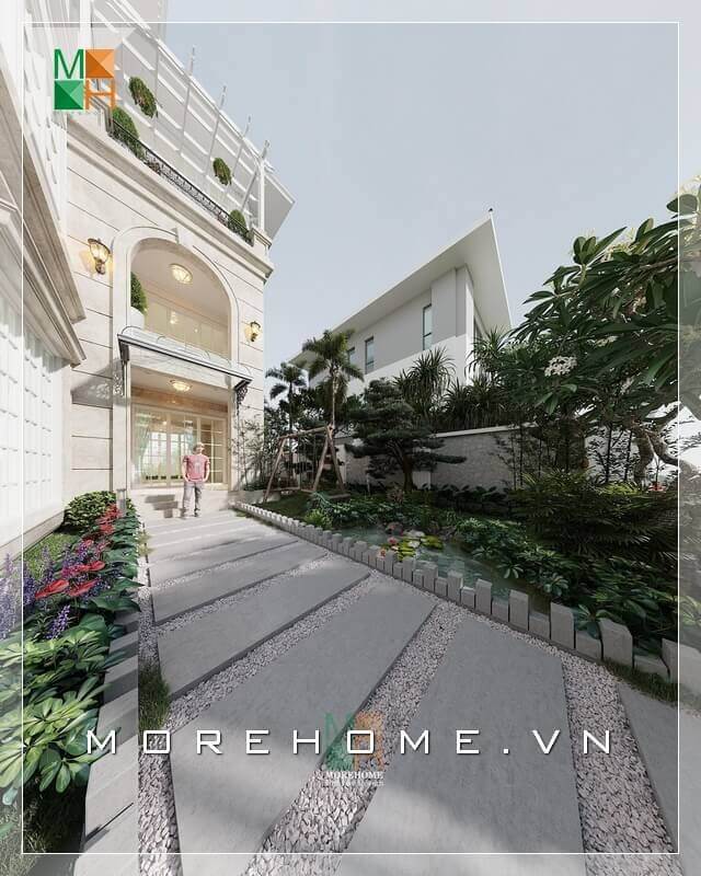 Vẻ đẹp của ngôi nhà phố được thể hiện ở mọi góc nhìn đều thấy được sự tinh tế trong từng chi tiết từ sân vườn đến tận phần mái cho thấy tâm huyết của các kiến trúc sư.