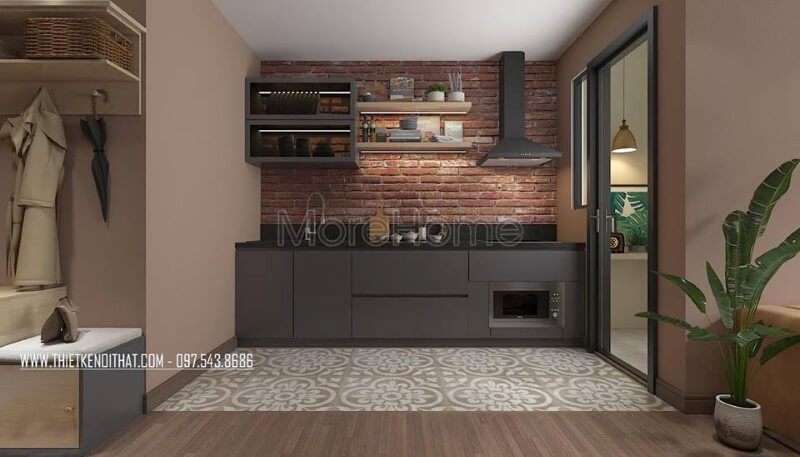 Chung cư nhỏ với thiết kế nội thất phòng bếp đẹp tiện nghi, đáp ứng nhu cầu người nội trợ