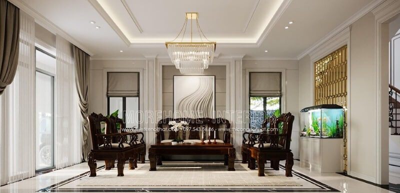 Đèn chùm thủy tinh tân cổ điển đẹp sang trọng cho phòng khách biệt thự, nhà phố, nhà liền kề cao cấp.