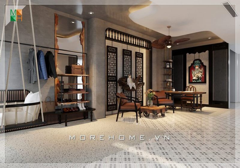 Chiêm ngưỡng mẫu thiết kế nội thất rất độc đáo gợi đến sự bố trí phong cách Đông Dương ấn tượng phù hợp với không gian nhà phố, biệt thự, chung cư.