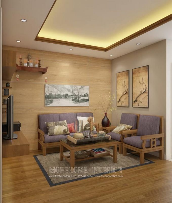 Bàn trà MH-HD002 gỗ tự nhiên hiện đại trang trí phòng khách chung cư nhẹ nhàng