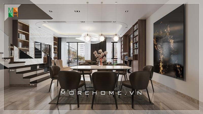 Mẫu thiết kế không gian phòng ăn hiện đại chung cư, nhà phố rất phù hợp với diện tích không gian ngôi nhà