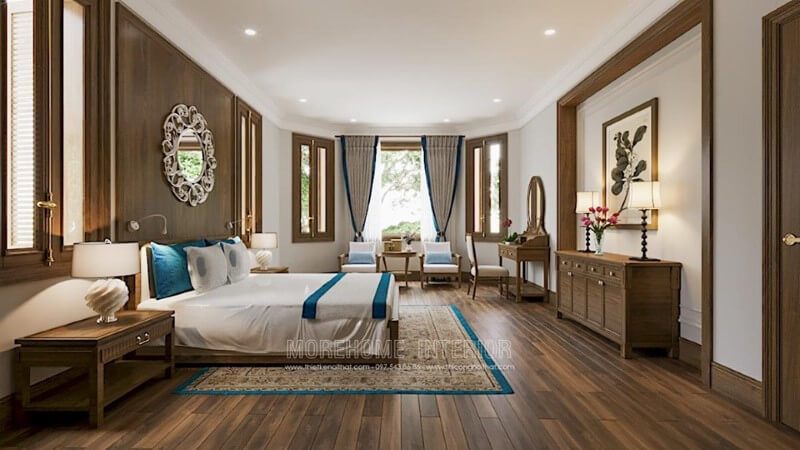 Nội thất gỗ óc chó theo phong cách Bắc Âu được thiết kế cho phòng ngủ sẽ giúp tạo ra vẻ đẹp quý phái của hoàng gia.