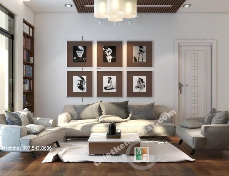 Tôi đã bị ấn tượng bởi phòng khách chung cư với bộ sofa hiện đại có khung gỗ tự nhiên cao cấp.